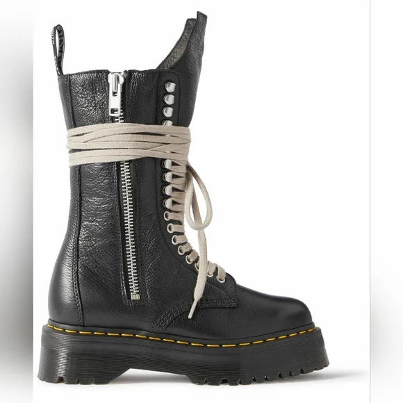 Rick Owens x Dr Martens Quad Sole leather boots size 10.5 BNWOB - Picture 4 of 15